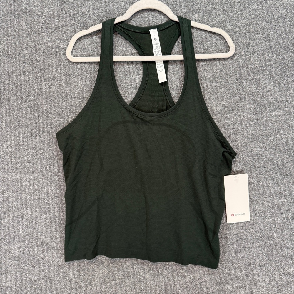 Lululemon‎ Swiftly Tech Scoopneck Tank 2.0 Race Women 14 Green Seamless NEW